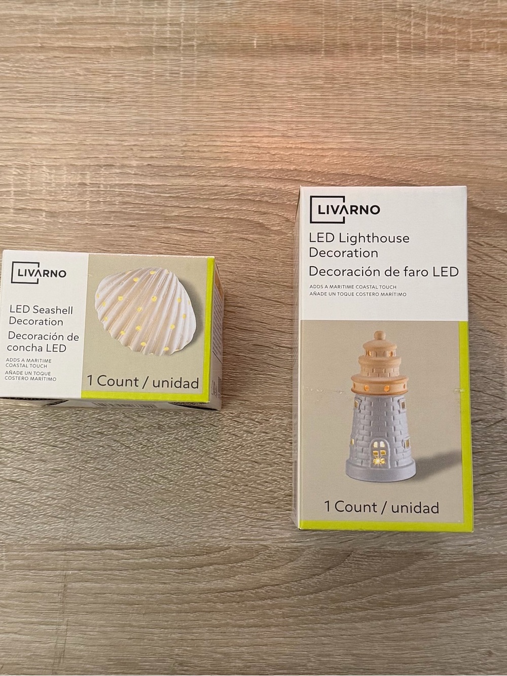 LIVARNO LED Lighthouse & Seashell Coastal Decor NWT $25 Each